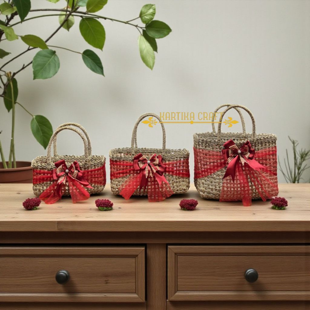 Tas Rara Hampers Pita - Tile Toples Anyaman Pandan Lilit Natural