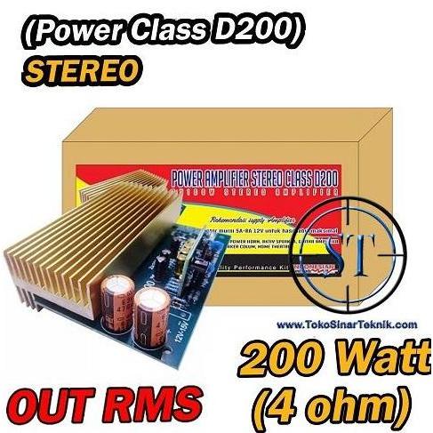 MELZA.KUAR552 - KIT POWER AMPLIFIER STEREO CLASS D D200 2X100W 200W IN 5-8A 12V 200WAT AUDIO SOUND S