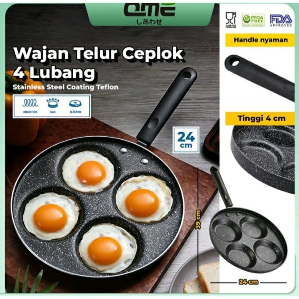 wajan  telur ceplok 4lubang/teflon