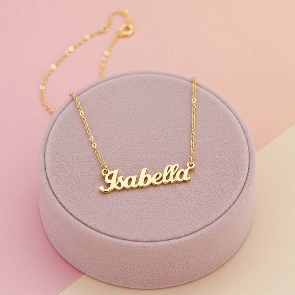 Kalung titanium lapis emas 24 karat