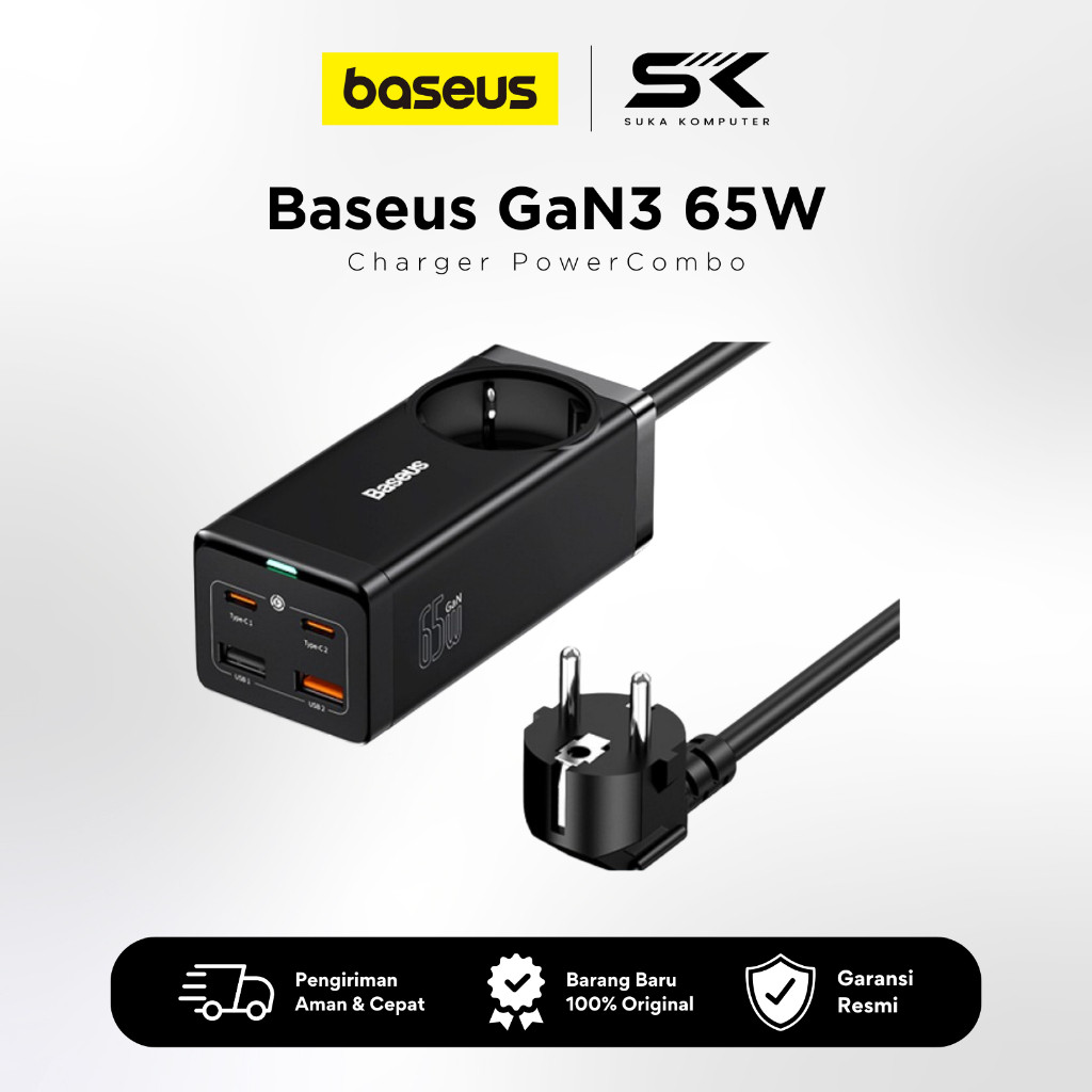 BASEUS GAN3 PRO 65W DESKTOP CHARGER 5IN1 AC+2U+2C