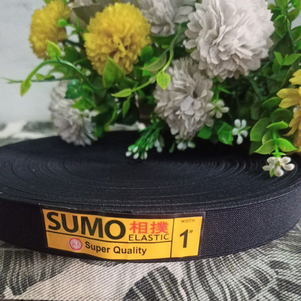 JUAL PER ROL Karet elastis SUMO HITAM ukuran 1" (2,5cm)