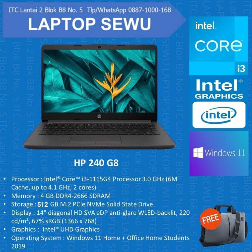 hp 240 g8 intel core i3-1115g4 8 gb ssd 512 gb