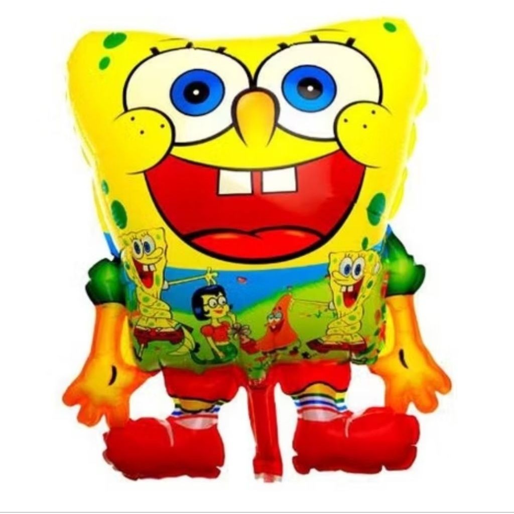 (1pack=50pc) SPONGEBOB (Balon Gas/FOIL/TERBANG/KARAKTER) MAINAN ANAK