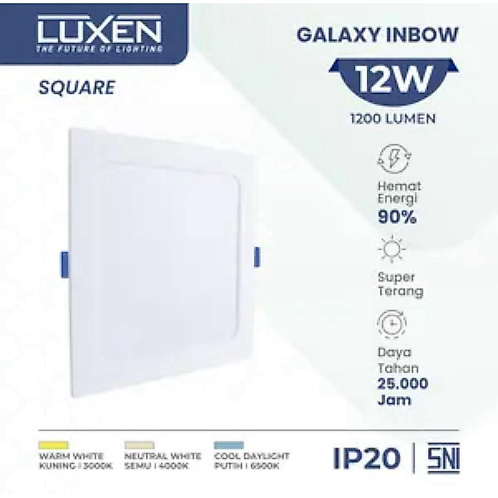 DOWNLIGHT LED LUXEN 12W PETAK/ LAMPU TANAM LED LUXEN 12W PETAK