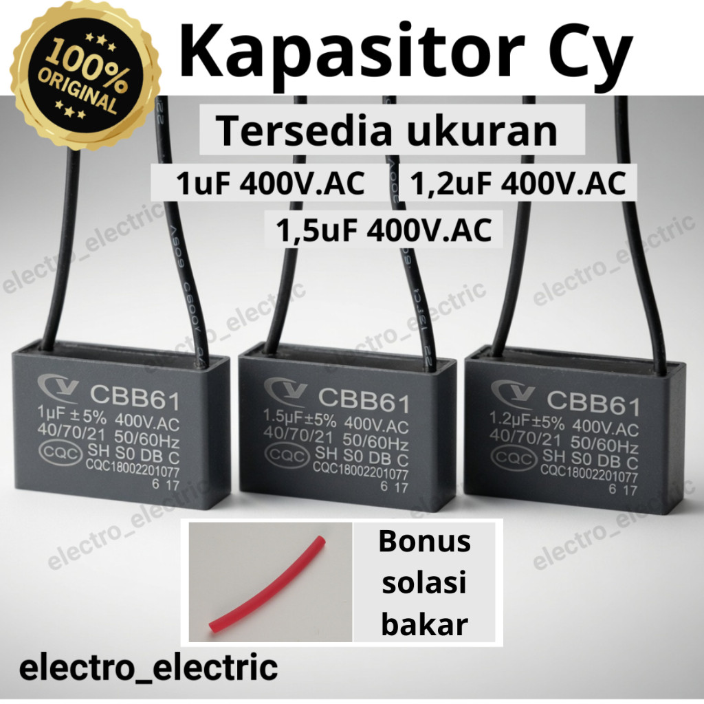 Kapasitor Kipas Angin CBB61 Cy 1.5uf 400v.AC - Capasitor CBB61 Kipas Angin 1.2uf 400v.AC - Kapasitor