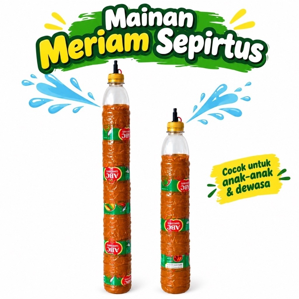 Mainan anak meriam spirtus mainan kaleng tradisional