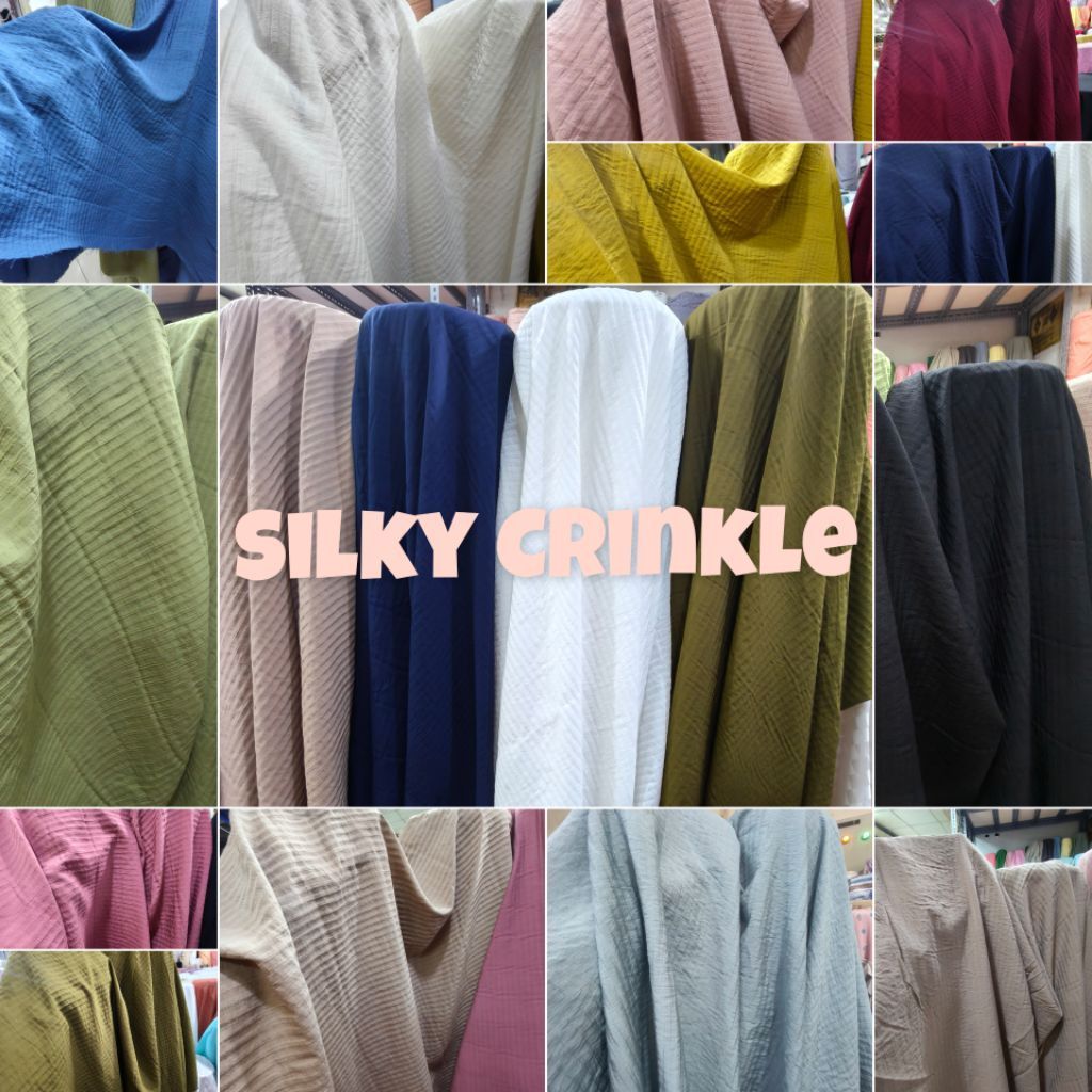 Kain katun silky crinkle/wrinkle(harga 0.5m/50cm)