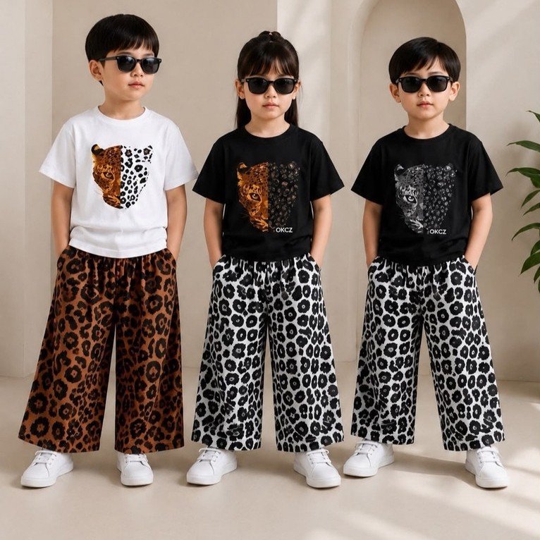 Setelan Anak One Set Unisex Kulot Macan Cotton Combed 1-12 Tahun
