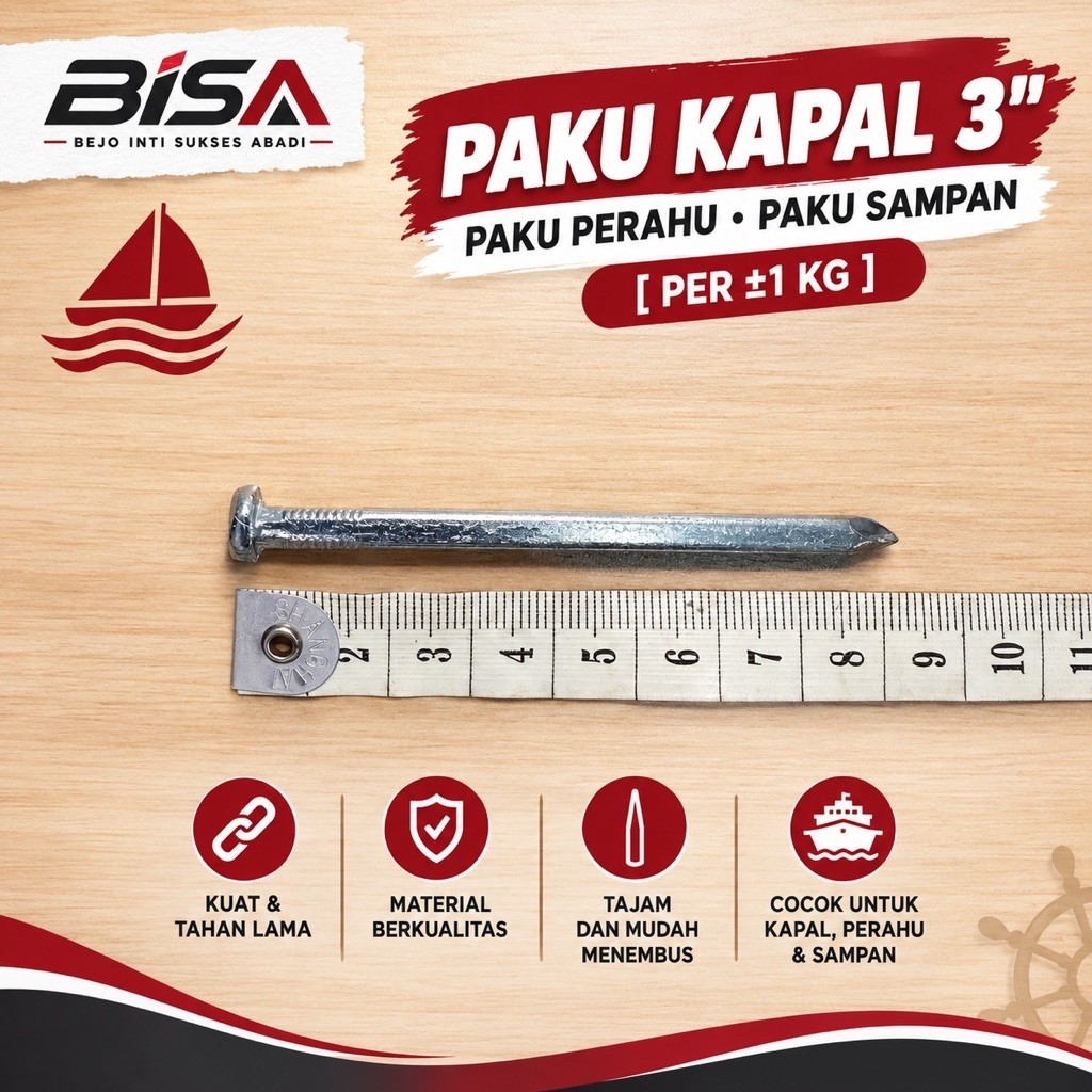 Paku Kapal 3” / Paku Perahu Paku Sampan 3 Inch [per ±1 kg]