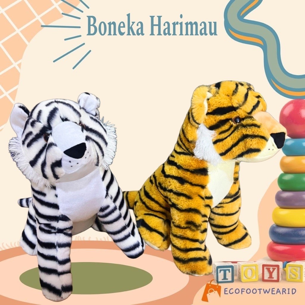 Boneka Harimau putih orange macan tutul singa duduk korea import boneka karakter kucing hutan lucu S