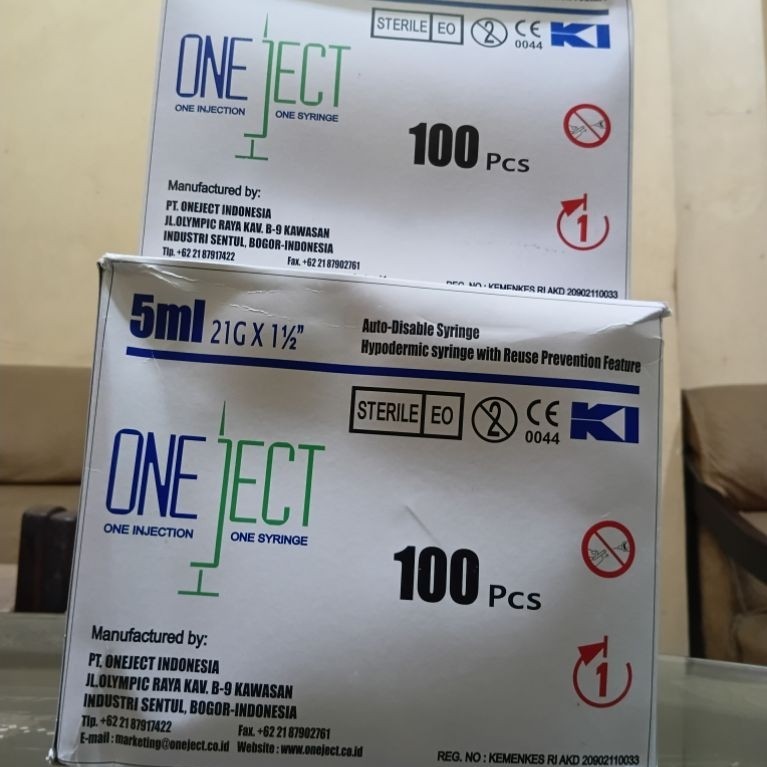 Spuit ONEJECT Steril - 5cc - Praktis, Aman, Berkualitas, isi 100pcs