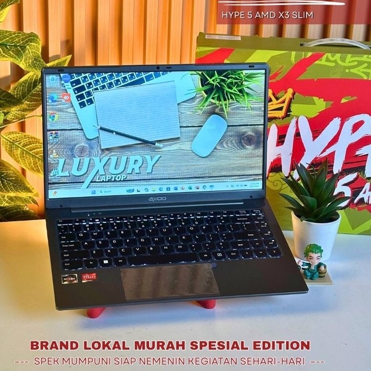 LAPTOP AXIOO HYPE 5 AMD X3 SLIM RYZEN 5 3K SSD 256GB RAM 8GB BACKLIGHT GARANSI RESMI SECOND