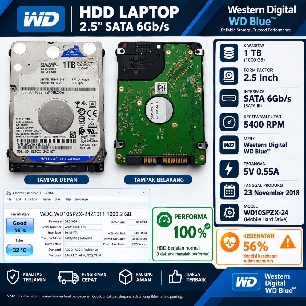 HDD Laptop WD Blue 1TB 2.5" SATA [Second]