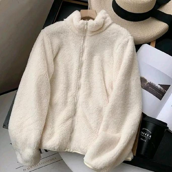 Sweater Bulu Tebal Sherpa Zipper Pria Wanita / Jaket Zipper Bulu Premium Unisex Tebal