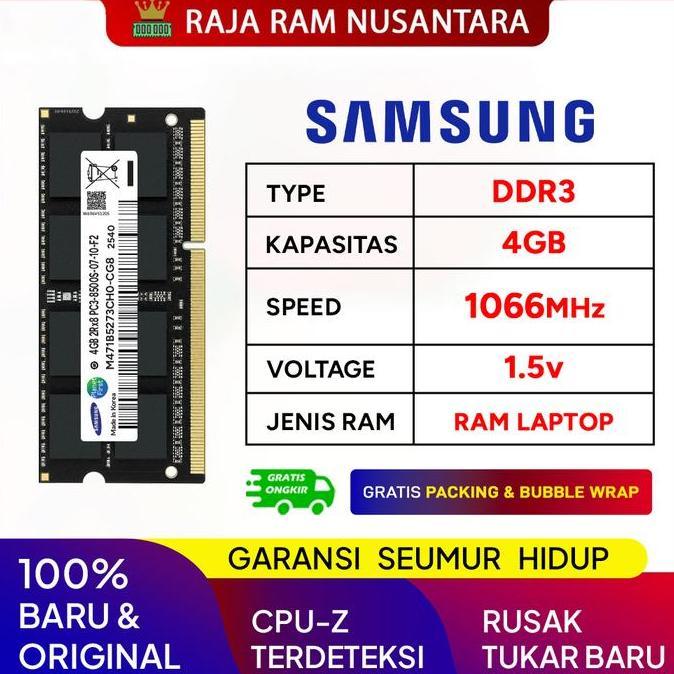 RAM LAPTOP SAMSUNG DDR3 4GB 1066MHz PC 8500 1.5v ORI RAM SODIMM DDR3 4GB