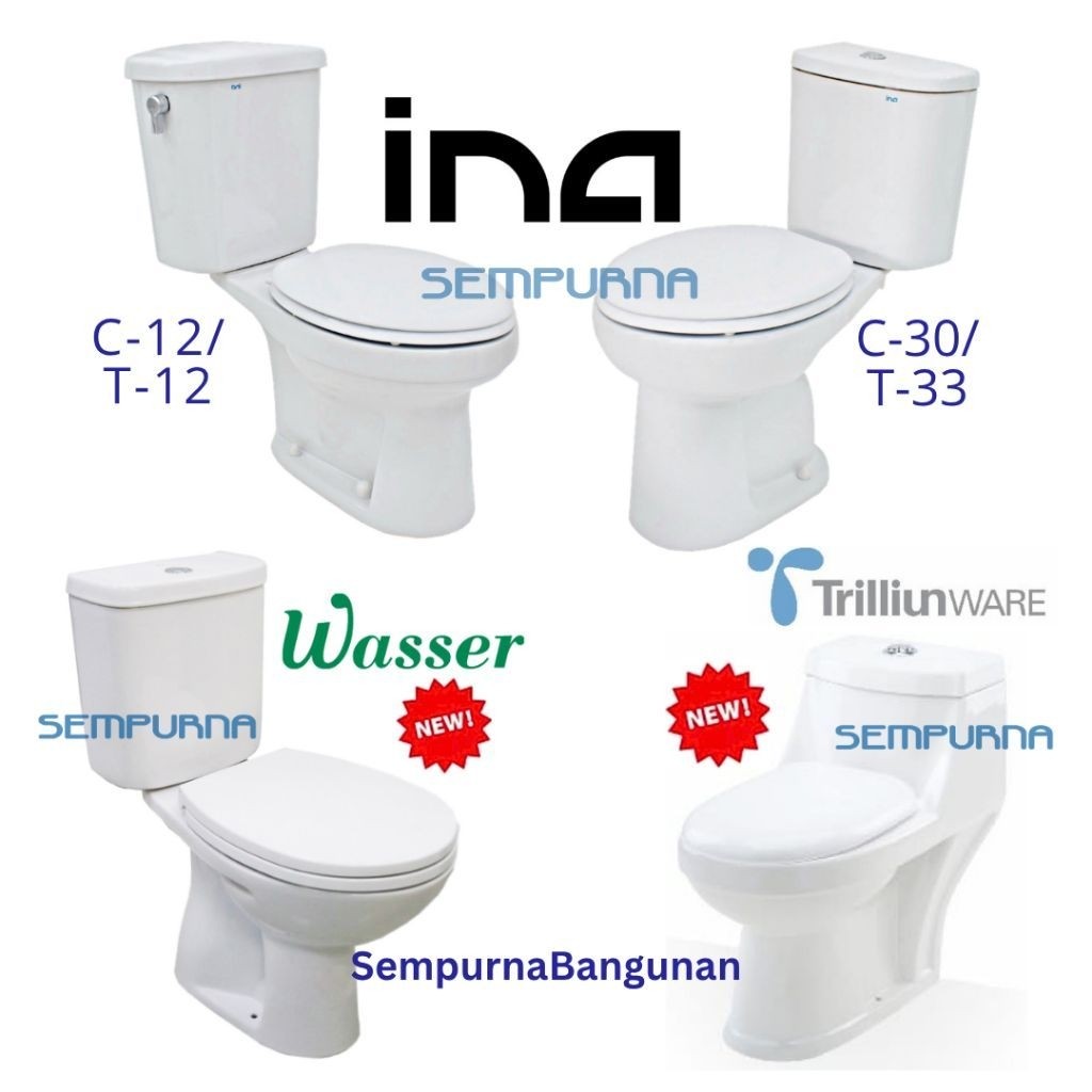 Kloset klosed closed closet WC duduk Toilet INA C-12 T-12 C-30 T-33 handle tombol samping atas Trill