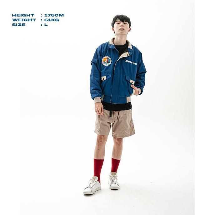 AOMIZU CLUB of 1986 Sailing Vintage Jacket / Jaket Jepang Oversize Bomber Flight Estetik Biru Tebal
