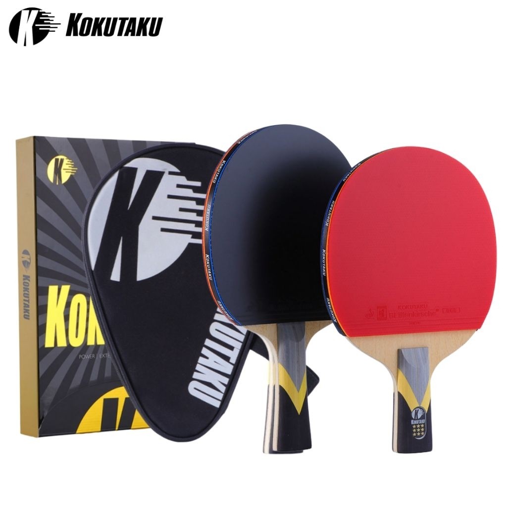 KOKUTAKU Bet Tenis meja Pingpong 9 Star 5ply wood +2 Carbon | High speed spin Offensive racket