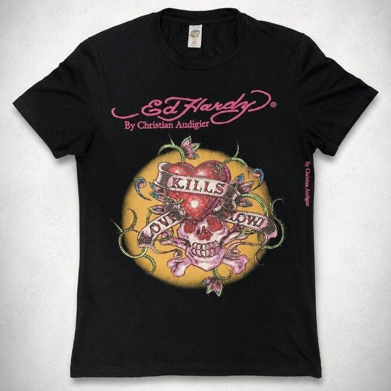 ed hardy by christian audigier love kills slowly skull art rhinestones y2k not affliction xzavier ta