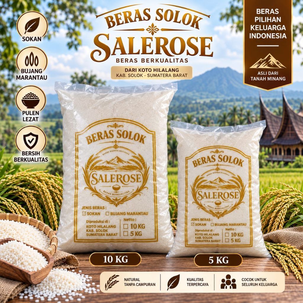 Beras Solok premium/Beras Bujang Marantau Asli Solok-Padang Sumatera Barat