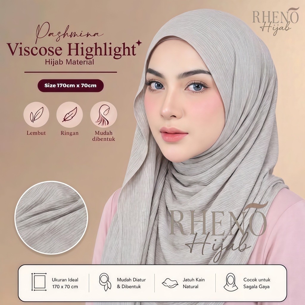 Rheno hijab PASHMINA VISCOSE HIGHLIGHT PREMIUM LINEN LUXURY SHAWL TEXTURE HIGHLIGHT