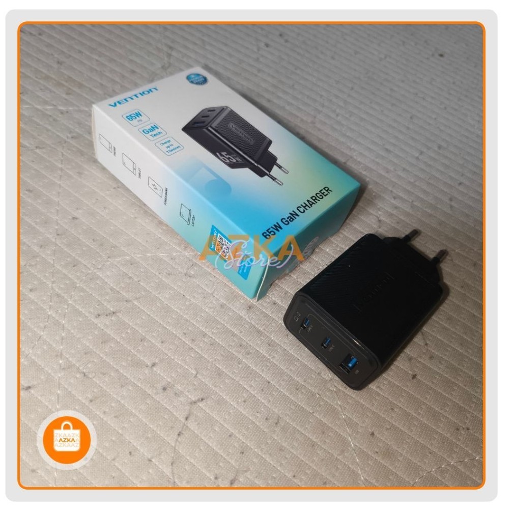 VENTION FER 65W Charger Gan Multiport Support Laptop, Smartphone, Tablet, dll Termurah Second - Azka