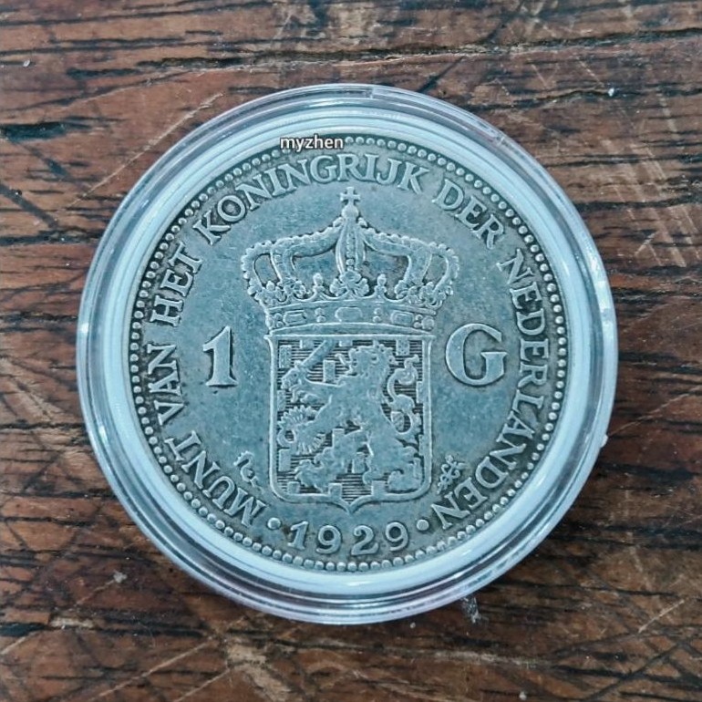 (1)koin perak kuno asli wilhelmina 1G 1929