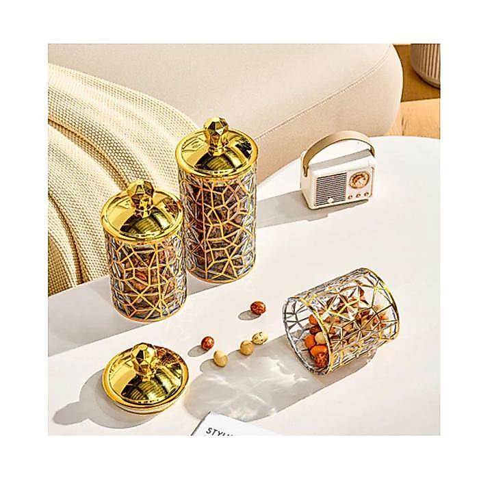 Toples 3pcs Mewah Toples Gold Toples Aklirik Kedap Udara Gold Emas / Toples List Gold Mewah Toples