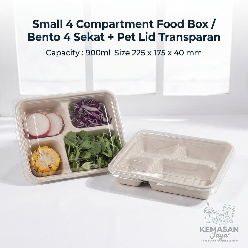 BENTO SEKAT 3 DAN 4 BAGASSE ECO FRIENDLY PACKAGING