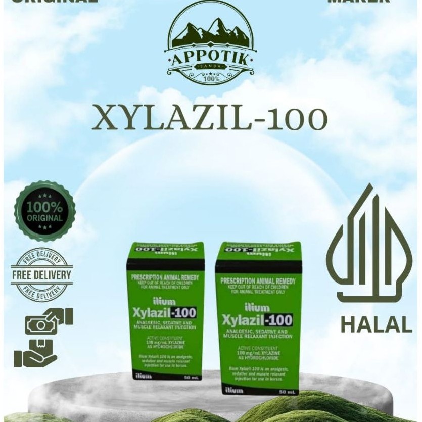 Xylazil-100 obat injeksi anestesi, analgesik, dan pelemas otot khusus untuk hewan (biasanya kuda dan