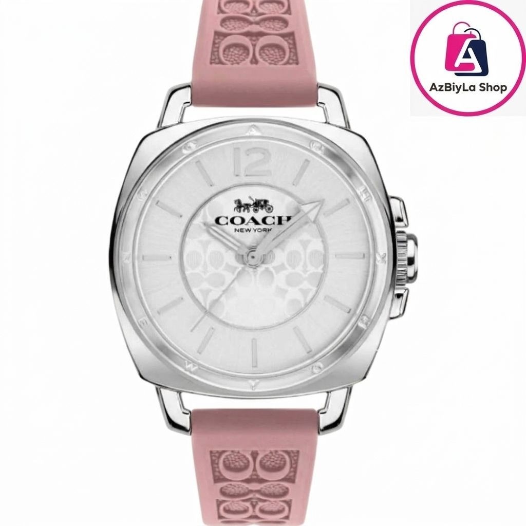 Jam Tangan Wanita Coach Boyfriend Rubber Strap Pink