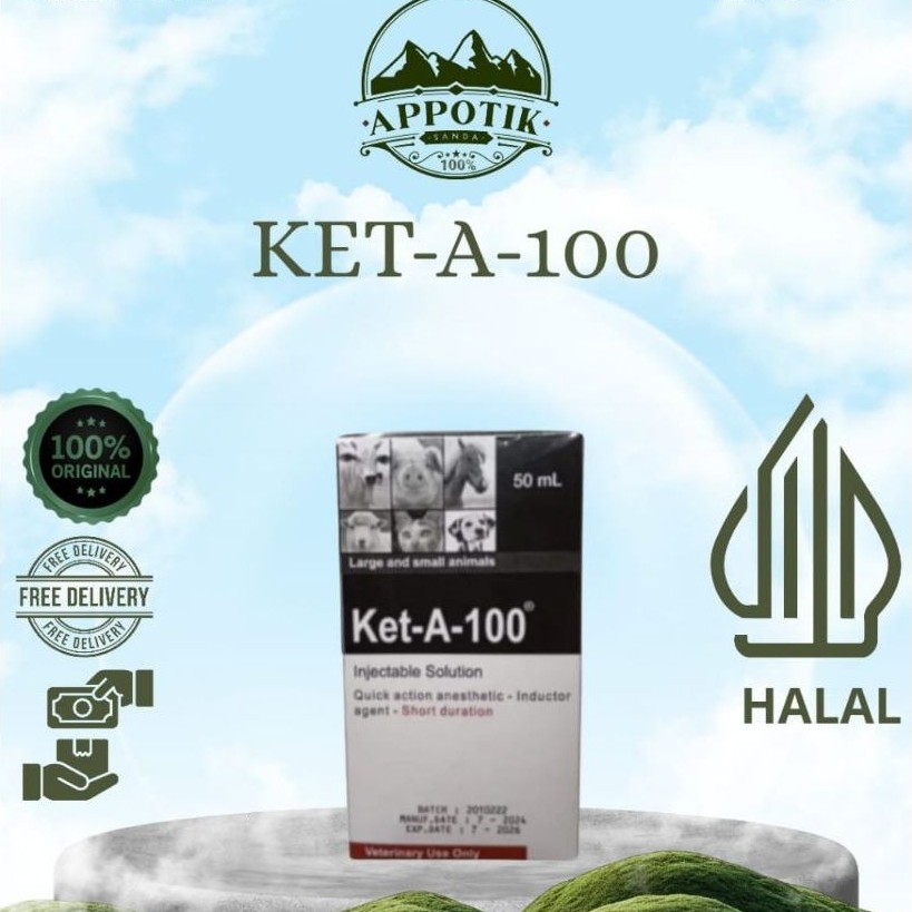 PAKET 4 Ket-A-100 obat anestesi atau bius hewan durasi pendek yang mengandung 100 mg ketamin setiap 