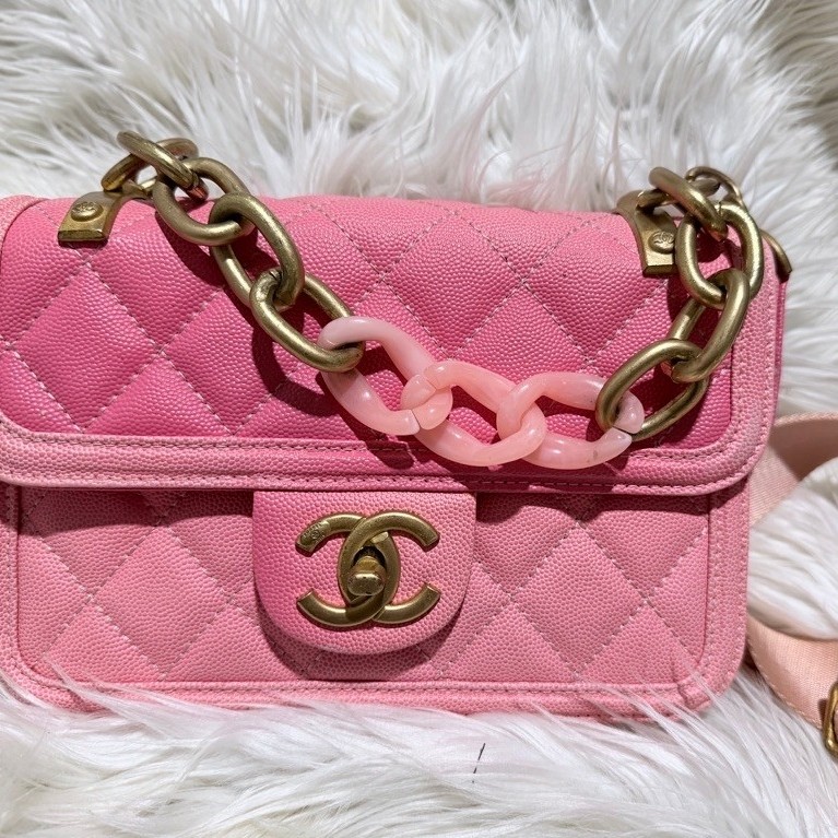 tas chanel caviar warna pink ombre lucuu bgtt