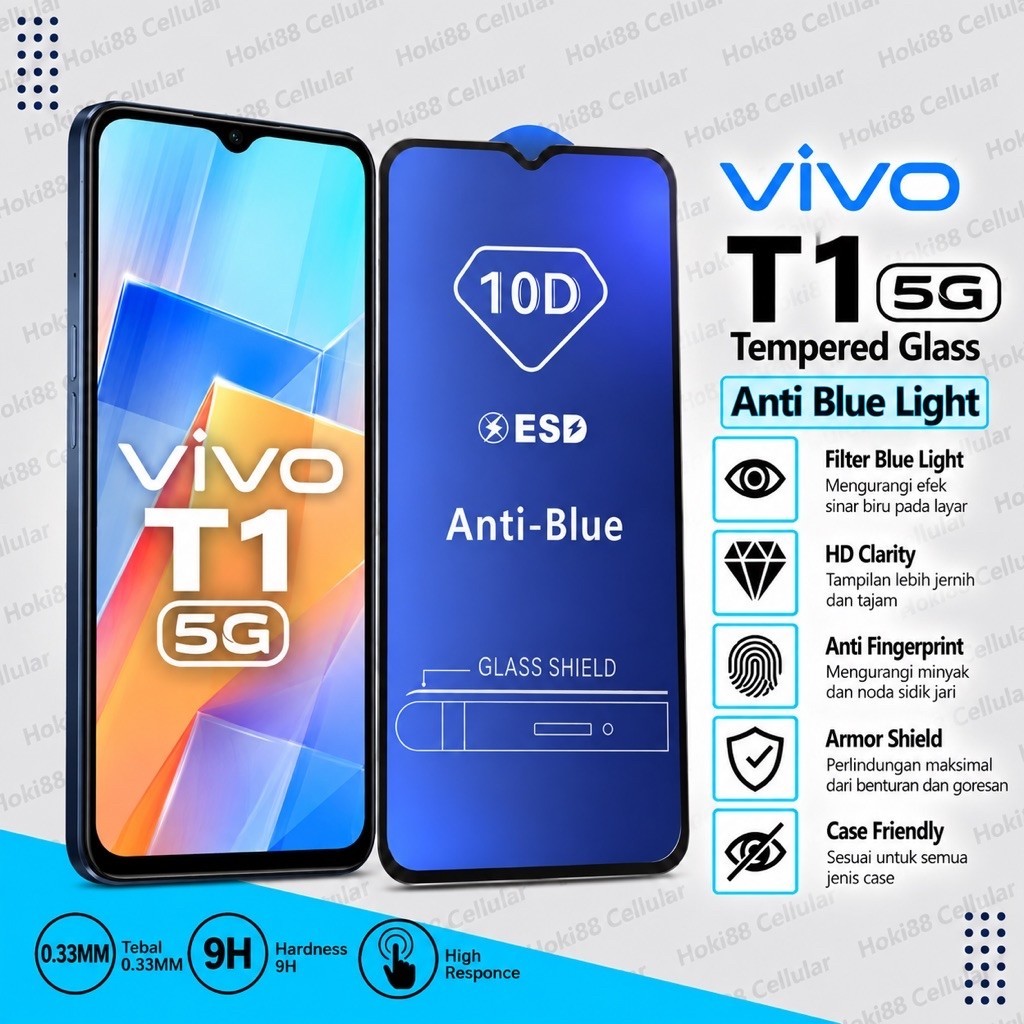 Tempered Glass Anti Blue Light Vivo S1 S1 Pro T1 T1 Pro T3 Y100 Y200 Y200e Y200i Y300 Y300t Y400 Y67