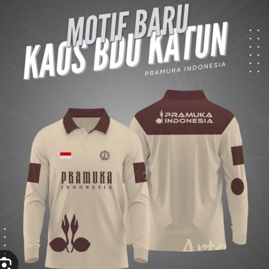 KAOS PRAMUKA TEBARU BDU KATUN WARNA KREM(tanpa loreng)*#TERSEDIA UKIRAN JUMBO