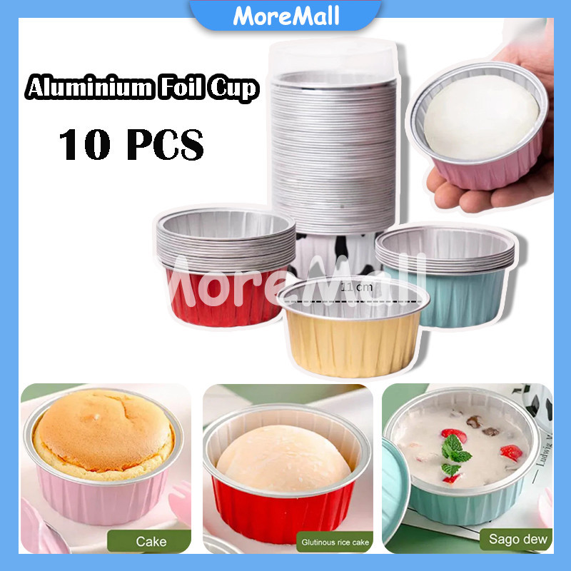 MM-10pcs Aluminium Foil Cup /Muffin Natal tahan panas /Cup Kue Korean Dessert Box / Cup Foil Bulat /