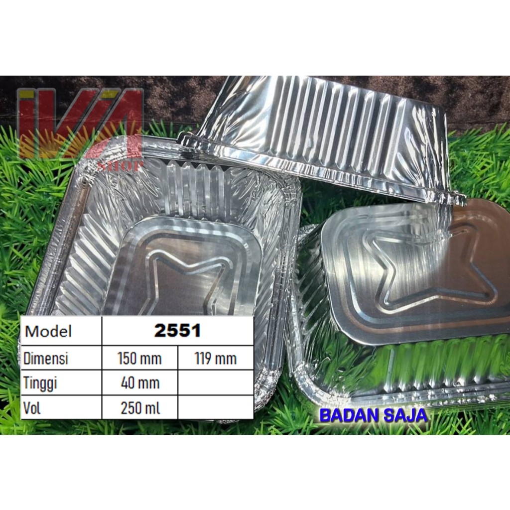 BX 2551 / P 435 BADAN saja Cup Alumunium Foil Kotak 15 x 12 (tanpa tutup)