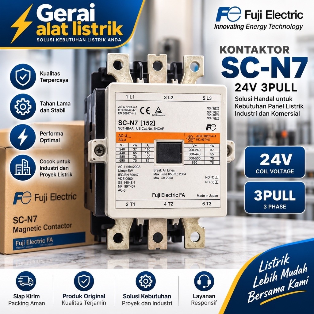 Contactor Fuji Electric SC-N7 24V 3P | Magnetic Contactor 3 Phase Original