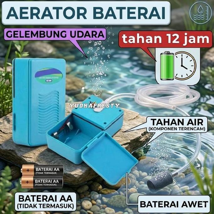AERATOR MANCING PAKAI BATERAI & USB POWER BANK UNTUK UDANG HIDUP