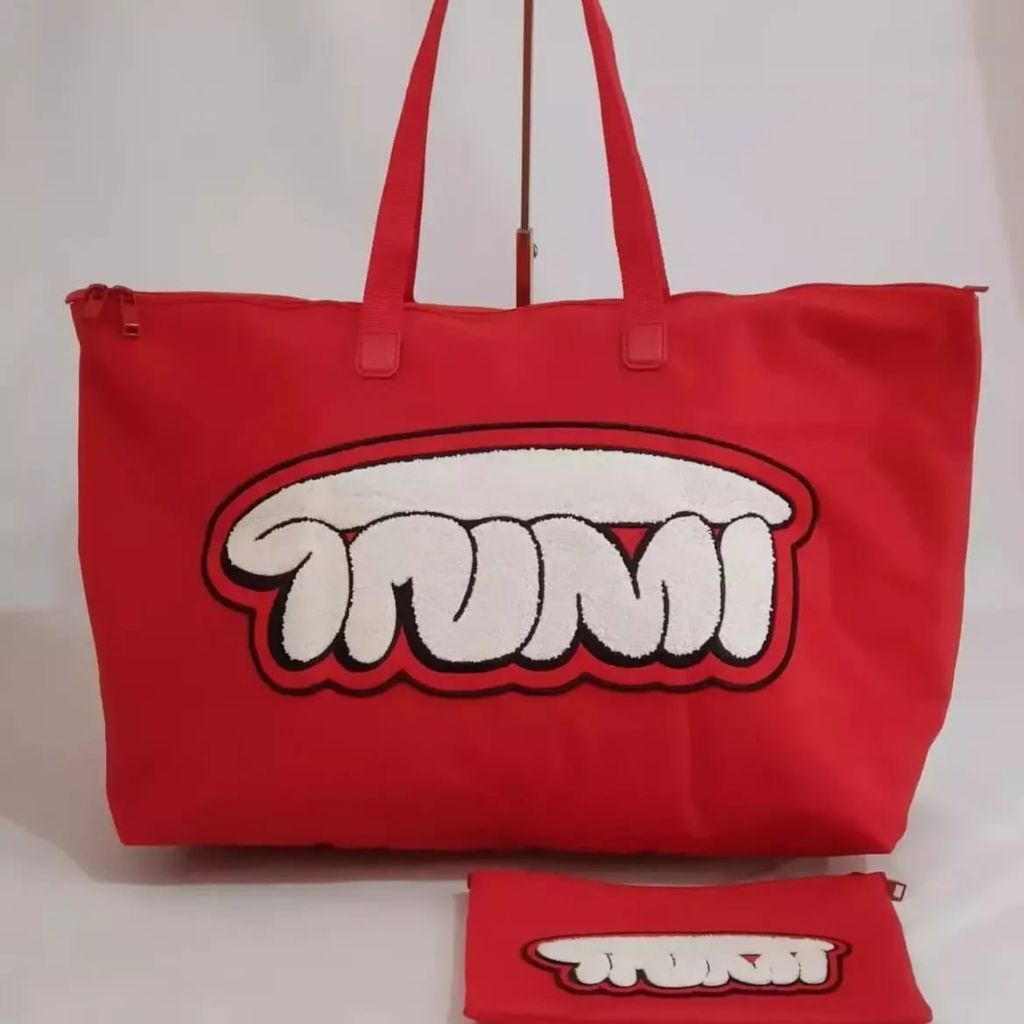 Voyageur Just In Case Tote bag, merah bordir