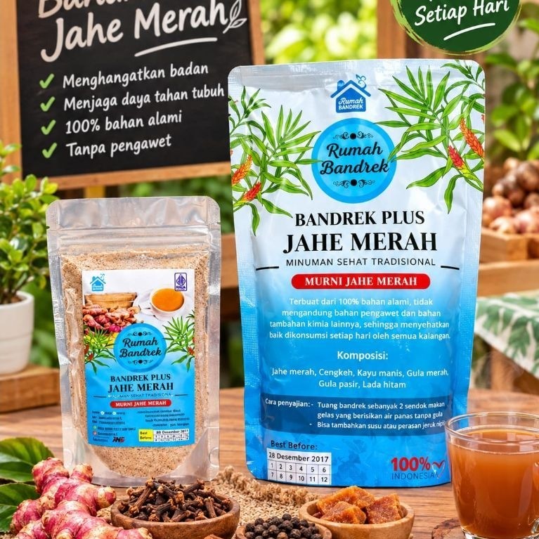 Minuman tradisional bubuk bandrek jahe merah
