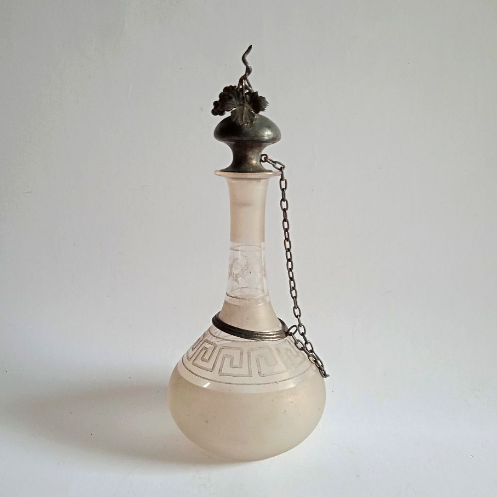 Antik Vintage Botol Wine Decanters Dengan Tutup Sterling Silver Belanda 19th Utuh Tua Layak Koleksi