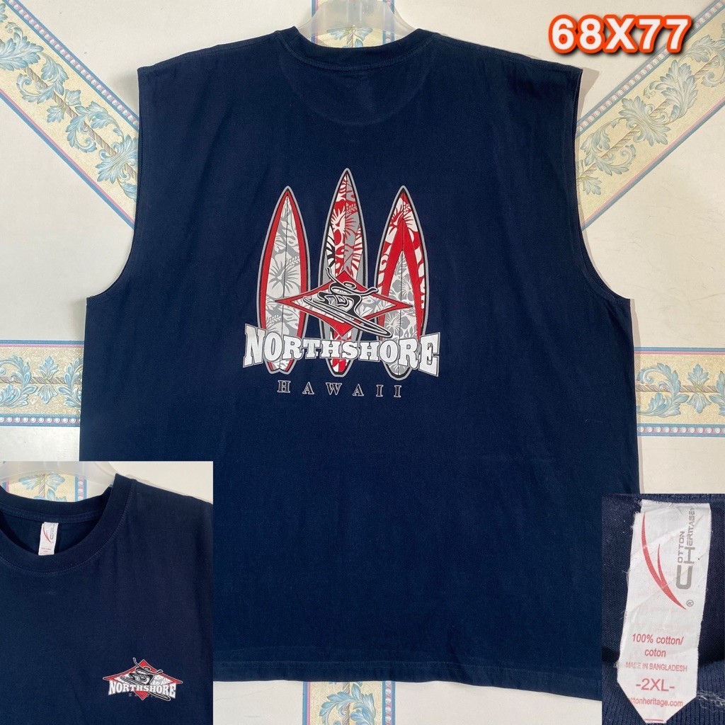 Kaos lebong surfing Singlet Sleeveless North Shore Hawaii Navy Size 2XL Second