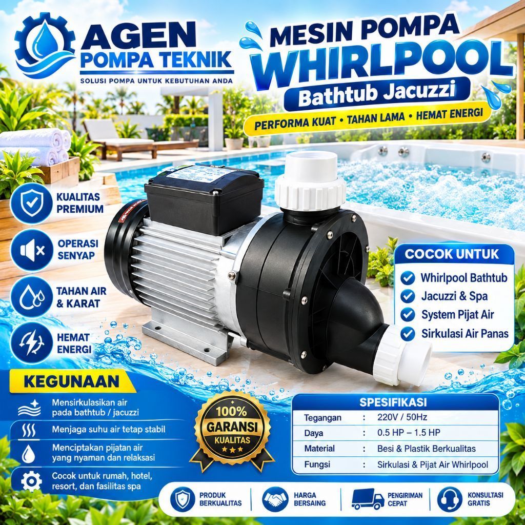 Mesin Pompa WHIRLPOOL 2 PK Bathtub / Bathub Jacuzzi