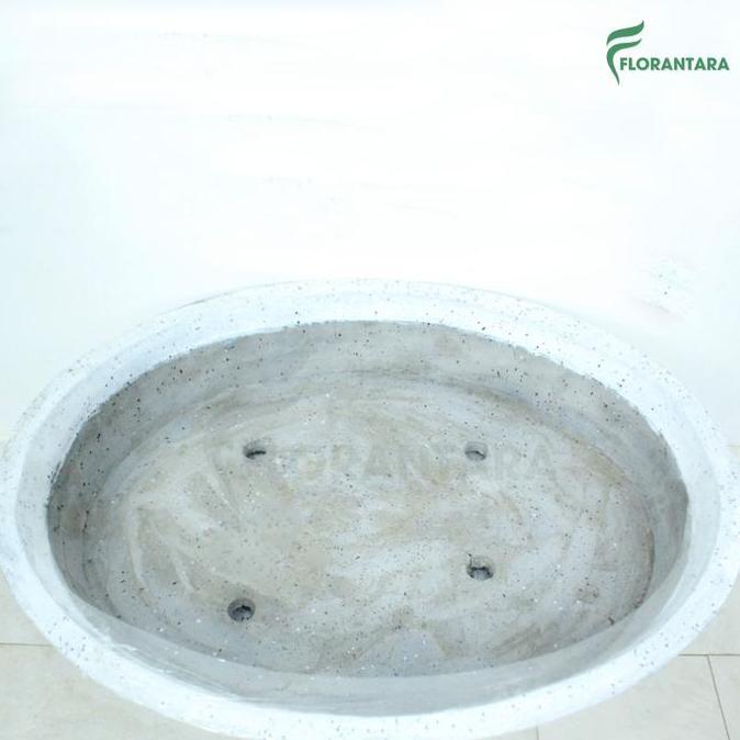 Pot Teraso Premium Bentuk Model Oval Kecil Sedang Besar Warna Putih Motif Bercak Ukuran Tinggi 10-12