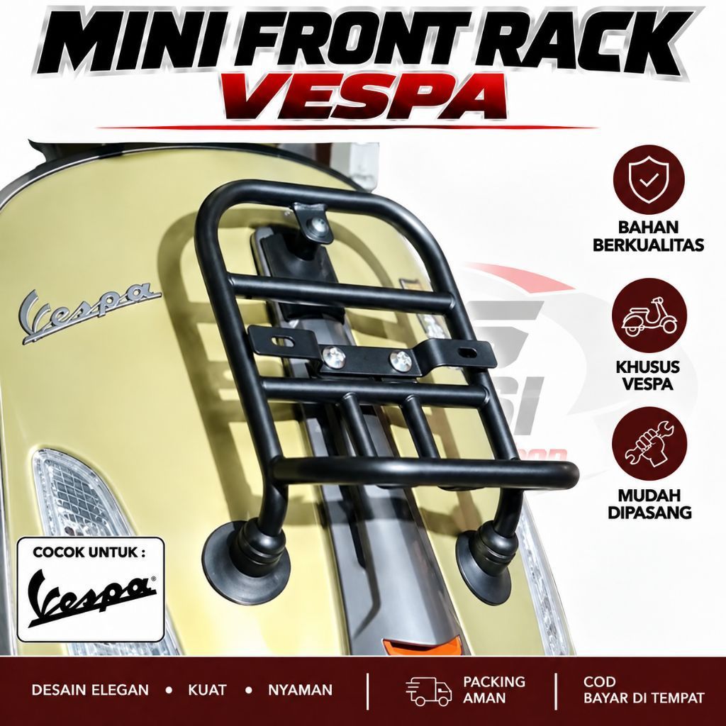 AKSESORIS VESPA / MINI FRONT RACK VESPA SPRINT , MINI FRONT RACK VESPA LX , MINI FRONT RACK VESPA GT