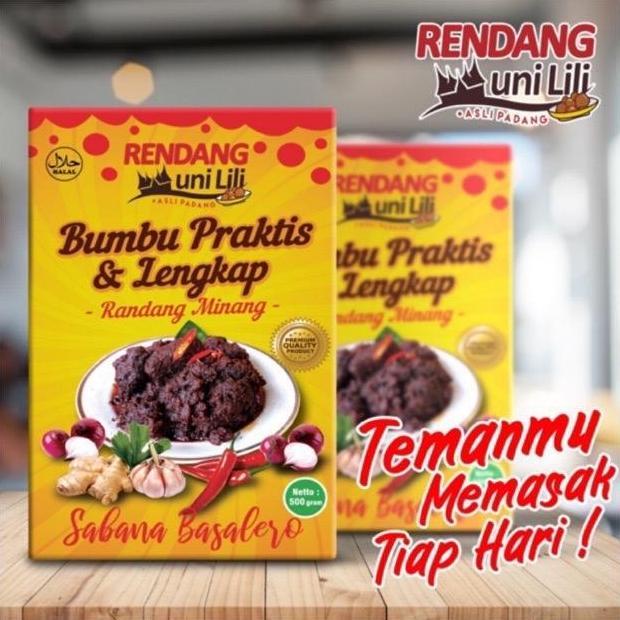 Bumbu Rendang Instan TANPA TAMBAH SANTAN - Rendang uni lili Bumbu Rendang Praktis & Lengkap utk 1 KG
