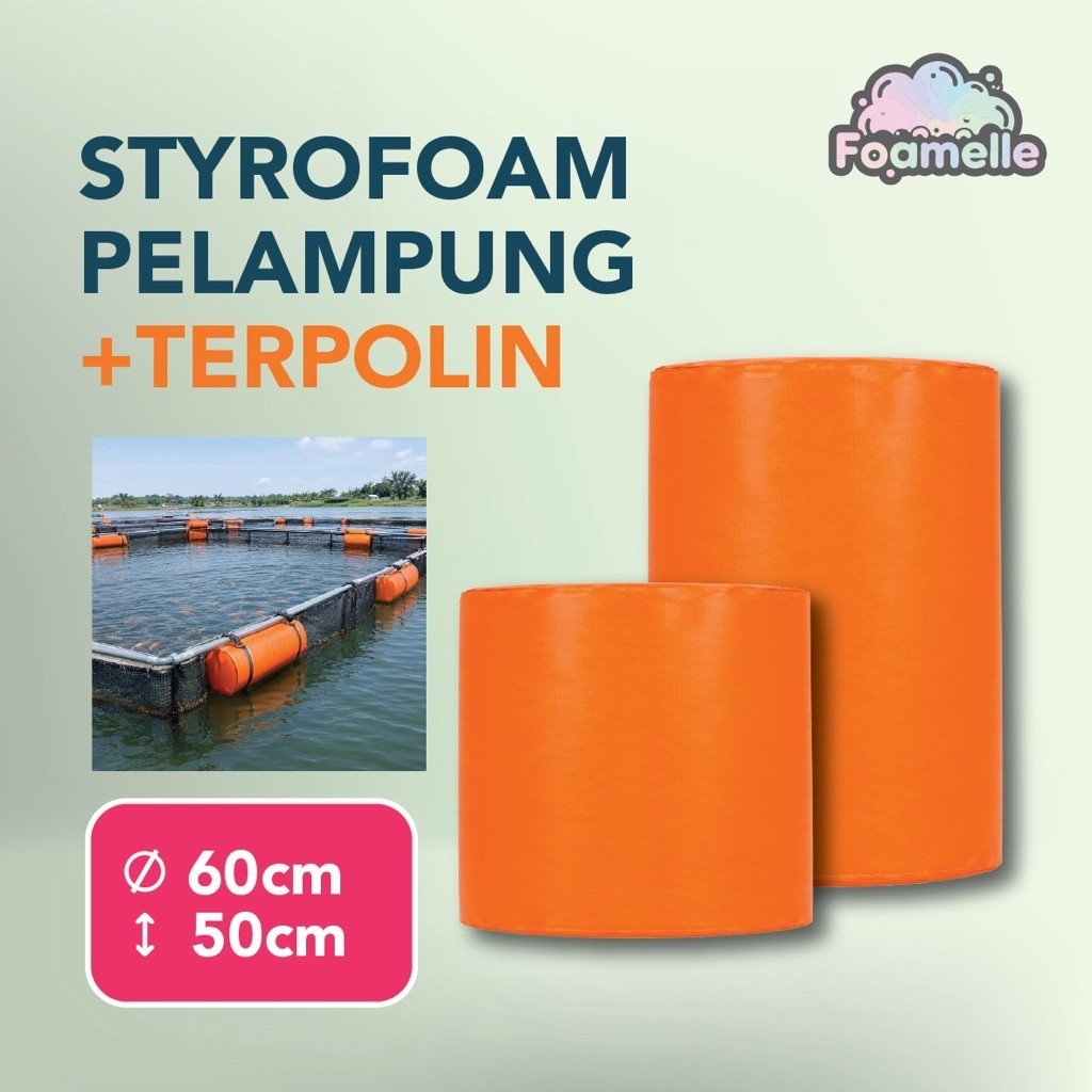 Pelampung Styrofoam + Terpolin 60x50cm | Pelampung Keramba Jaring Apung / KJA Tambak ikan