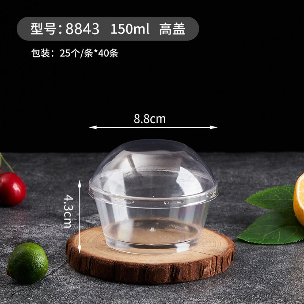 (10 pcs) Cup Jelly Pudding Bulat Tutup Bulat Mini Dessert 150ml. Cup + Tutup